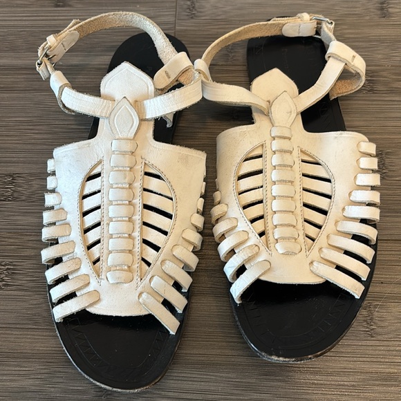 Proenza schouler White Strappy Sandals gladiator flat leather eu 37 caged - Picture 2 of 4